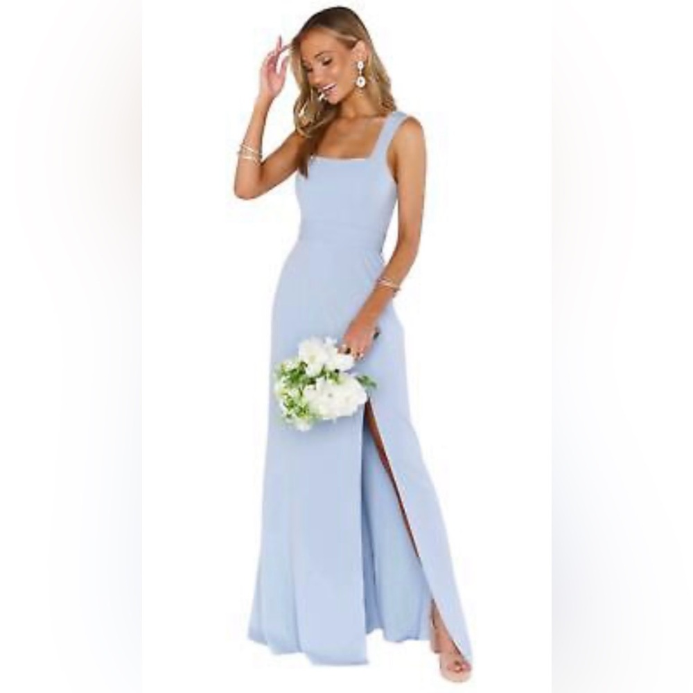 Show Me Your MuMu Elegant Blue Square neck Strappy Sleeveless Maxi Dress